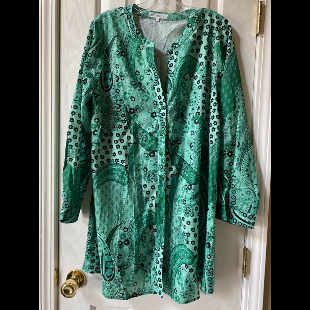 Misslook green/black tunic size 2XL